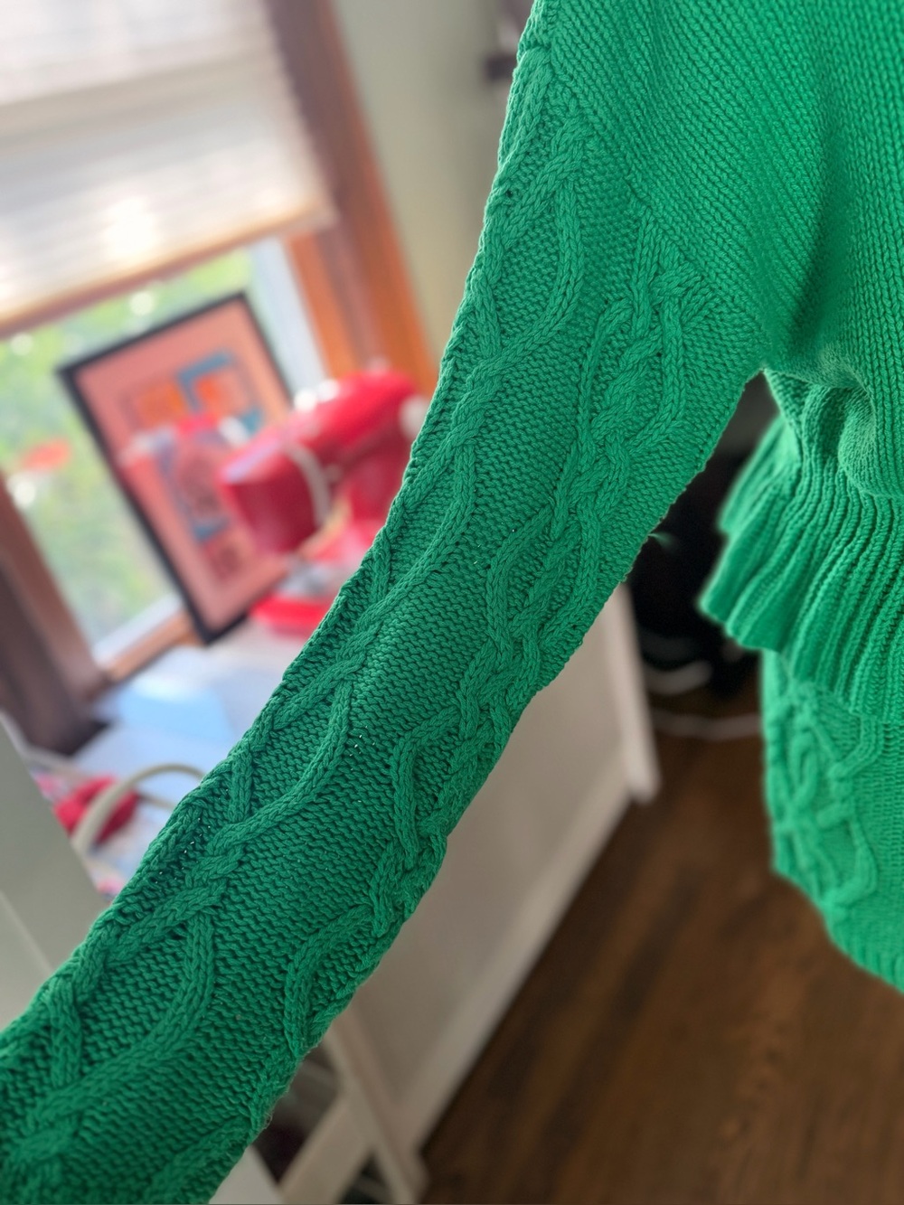 Green Cable-Knit Peplum Sweater and shorts set - Picture 4 of 6